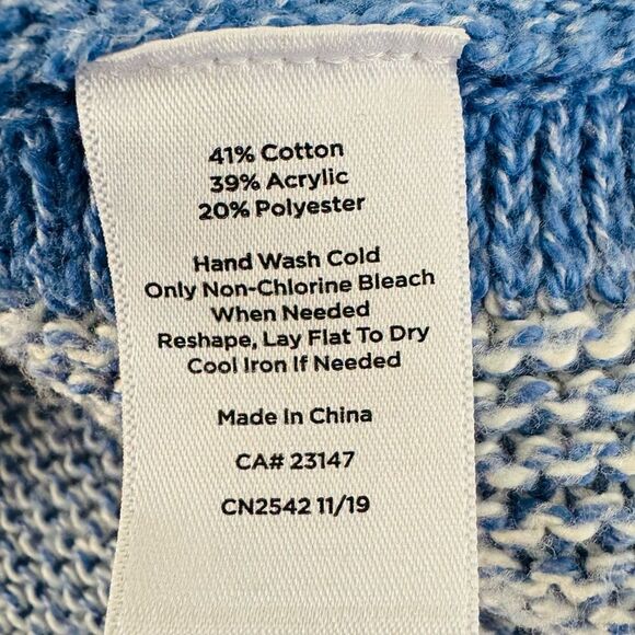 Talbots Blue/White Asymmetrical Poncho Sweater Size M/L - Picture 2 of 3